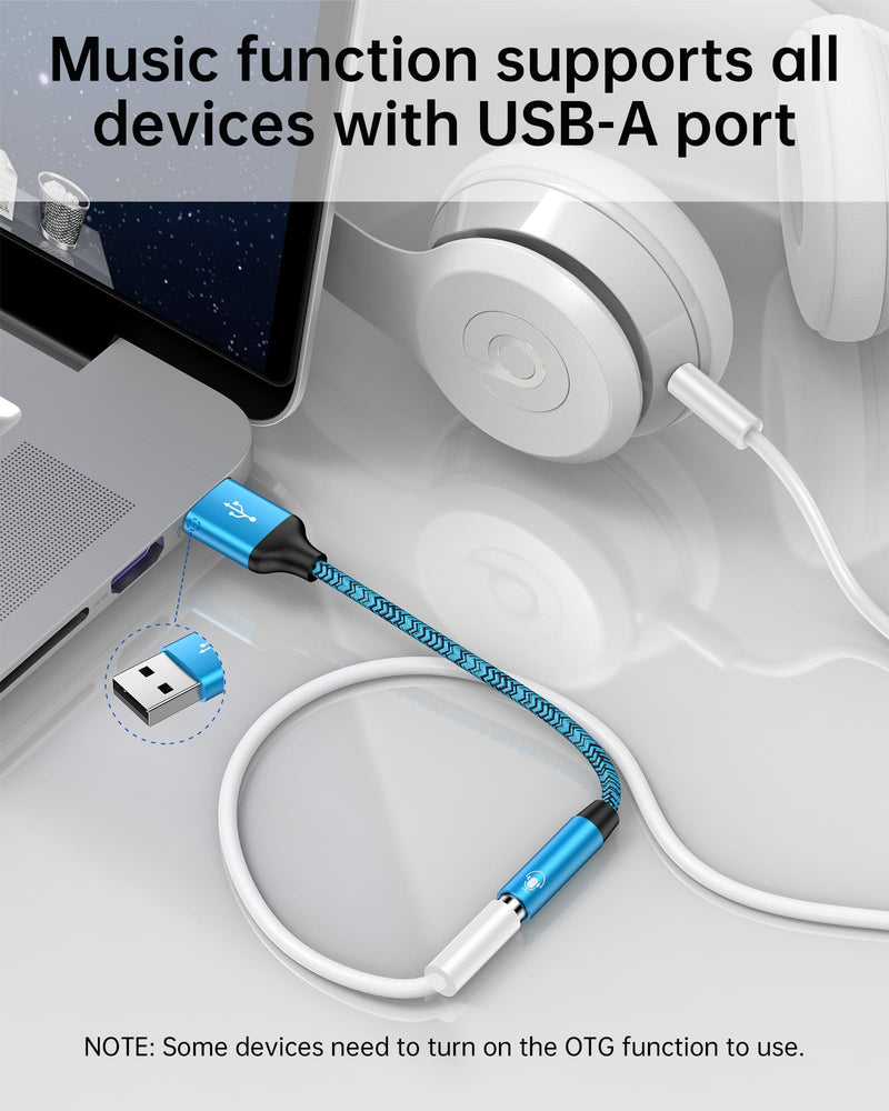 USB to Audio Adapter, 3.5 mm Aux Jack Headphone USB Adapter, External Sound Card Converter USB A Male to Female Aux Headset Adapter for PS4/PS5/Headphone/Mac/Linux/Laptop/Desktops/Docking Station Blue