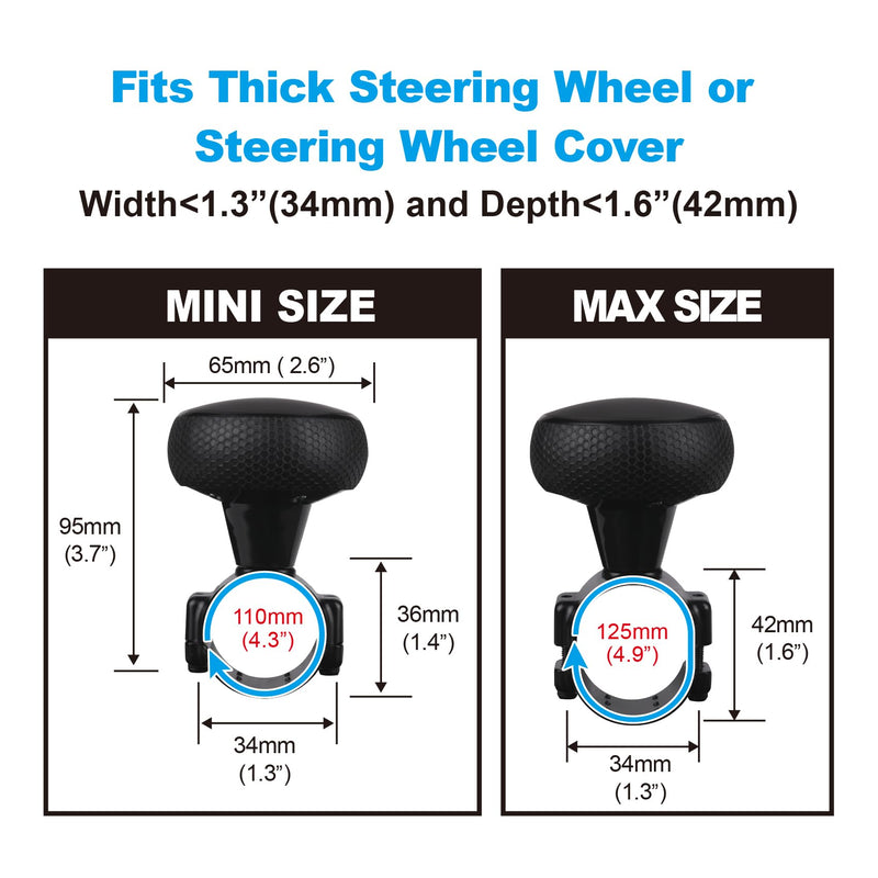 Hypersonic Steering Wheel Knob - Durable Black Suicide Knob Large Steering Wheel Ball Bearings, Making Steering Effortless and Smooth