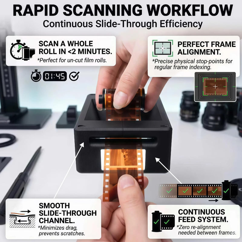 120mm Film Holder for Negative Scanning: Professional Medium Format Carrier for Flatbed & Digital Camera Scanning. Anti-Curl Magnetic Design for 6x4.5, 6x6, 6x7, 6x9 Film