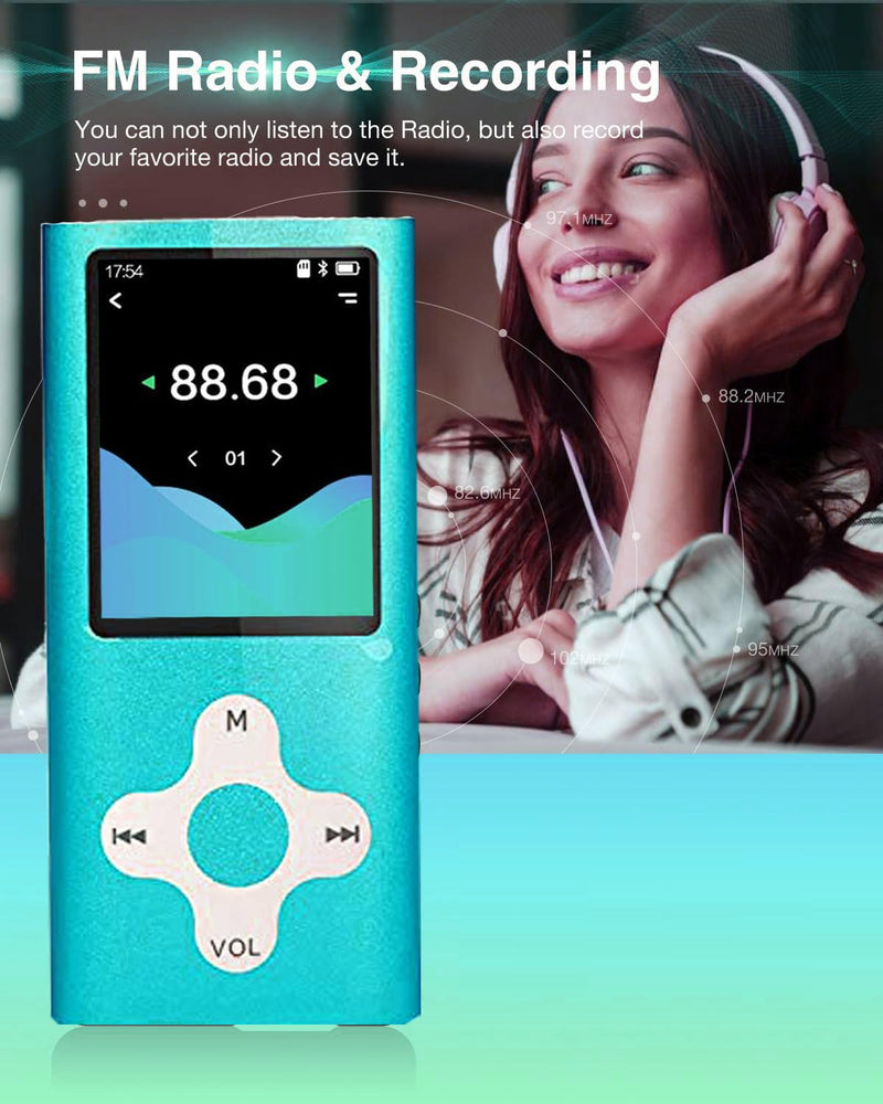 Mp3 Player,Music Player with a 16 GB Memory Card Portable Digital Music Player/Video/Voice Record/FM Radio/E-Book Reader/Photo Viewer/1.8 LCD (Sky Blue) Sky Blue
