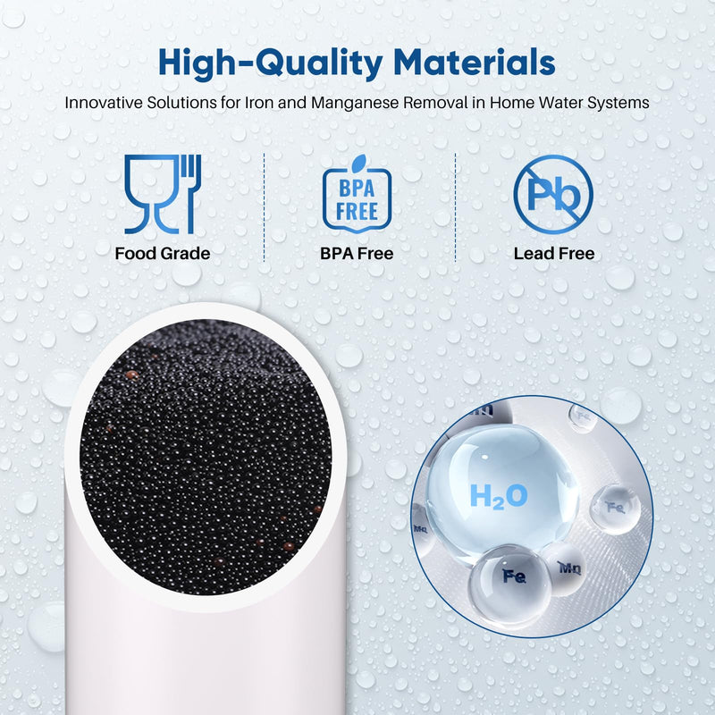PUREPLUS 5 Micron 10" x 4.5" Whole House Iron & Manganese Reduce Water Filter Replacement for FM15B, WD-WF10F, RFFE10-BB, RFN10BB-SZ, 10-Inch, Pack of 1 lron & Manganese Removal Filter