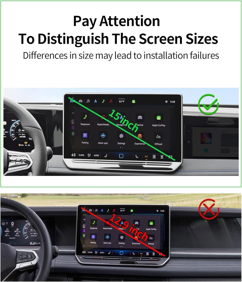 Car Phone Mount for 2025-2026 Volkswagen VW Tiguan 15" Screen Accessories | MagSafe 15W Fast Wireless Charger Cell Phone Holder, 360° Rotatable 3D Fit Navigation Clip-On Cradle,will Not Block Air Vents Magsafe+ Wireless Charger