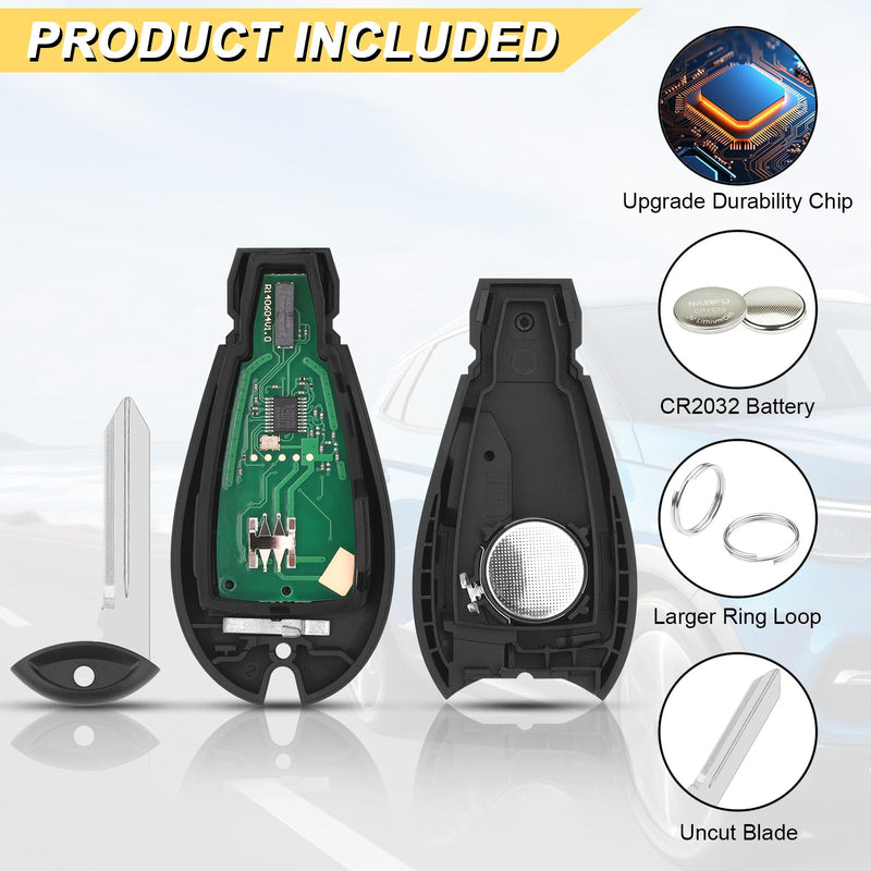 Key Fob Replacement for 2013-2021 Dodge Ram 1500/13-18 Ram 2500 3500 4500 5500 Car Keyless Entry Remote Control,GQ4-53T,4 Buttons,2Pcs