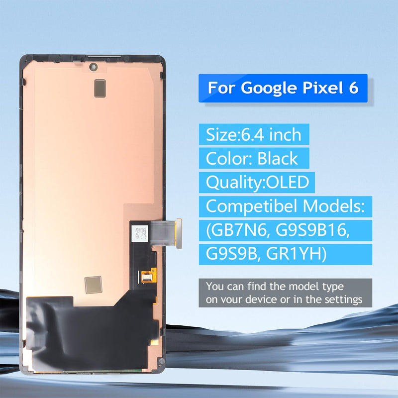 OLED for Google Pixel 6 LCD Screen Replacement for Google Pixel 6 LCD Display Touch Screen Display Assembly Repair Kits with Frame GB7N6, G9S9B16, G9S9B, GR1YH (Fingerprint Cable Transfer Required)