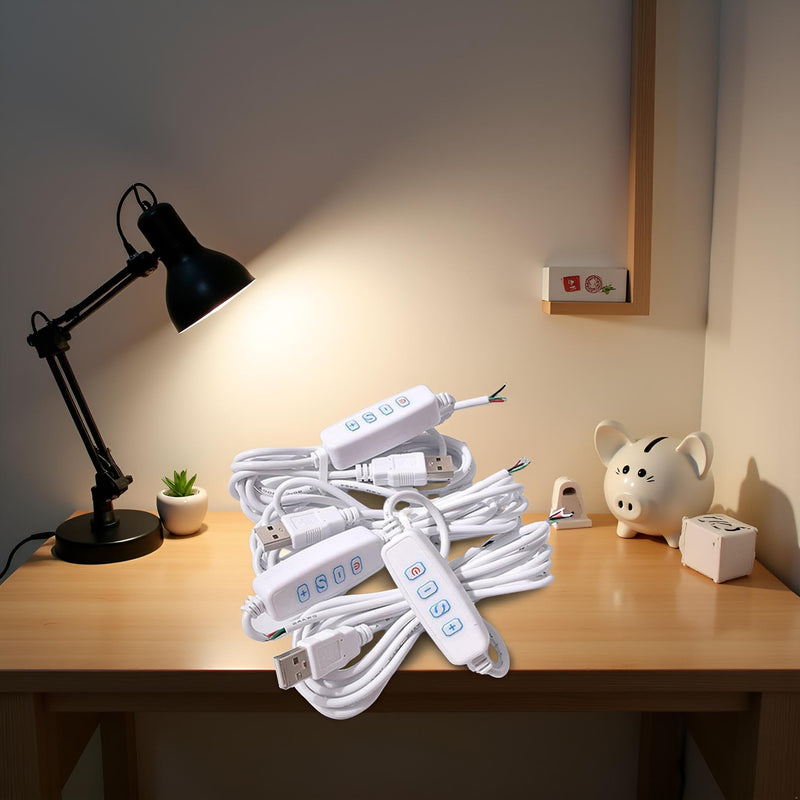1Pc White DC5V USB LED Dimmer Cable -Extension with On/Off Switch | Adjustable Brightness Controller for LED Bulbs and Lamps USB Light Accessories, LED Dimming Supplies