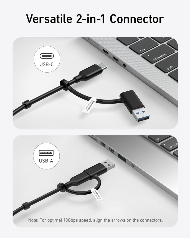 Anker USB-C Hub,11-in-1 10Gbps Data Hub with 4 USB-A and 4 USB-C Ports, 100W USB-C PD-in, Card Reader, 2-in-1 USB Connector, for USB-A and USB-C Laptop, MacBook, iPad and More (65W Adapter Included) 11-in-1