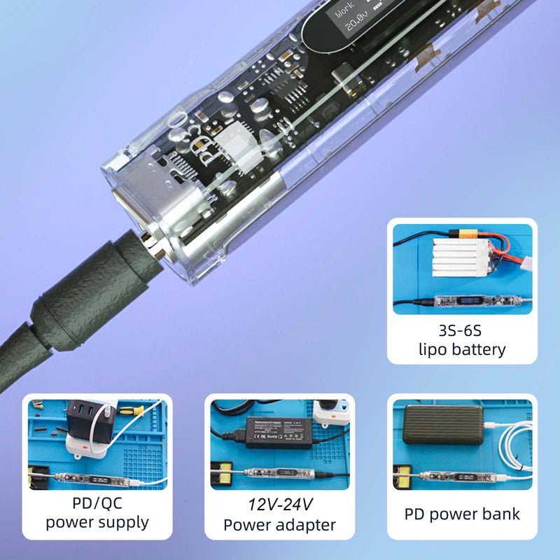 68W Electric Soldering Iron, SEQURE SI012 Pro Portable Solder Iron, OLED Screen Digital Soldering Tools, Auto Start Heating, 19V Power Adapter, PD/QC Charging, 2 Soldering Tips-T12 B2 & TS BC2 SI012 Pro -T12 B2+TS BC2