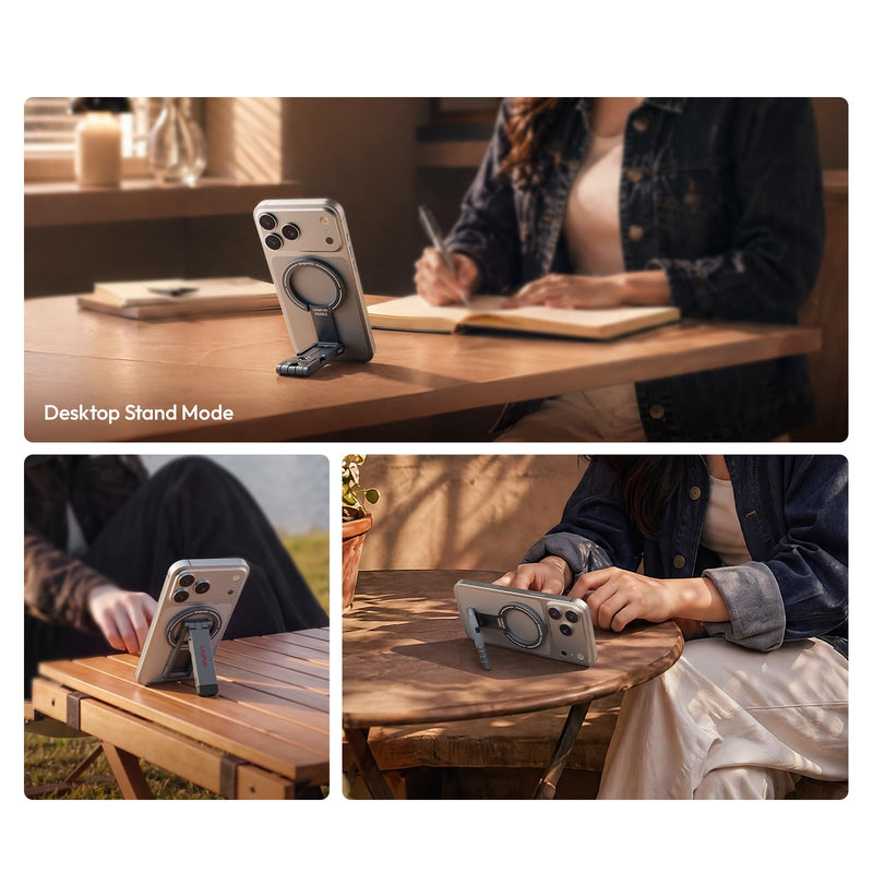 ULANZI MA62 Magnetic Phone Tripod Stand, Ultra-Slim 0.33in Pocket-Sized Foldable Kickstand, N52 Magnet Aluminum Alloy Mantis Hook Desktop Mount, 2.22oz Portable Mini Tripod for iPhone Android