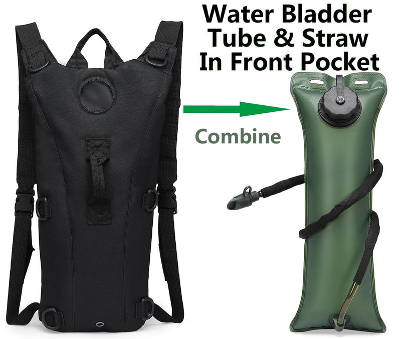 ATBP Tactical Water Hydration Pack Military 3L Water Bladder Carrier Backpack Leakproof for Running Jogging Cycling Hiking Black(3L)