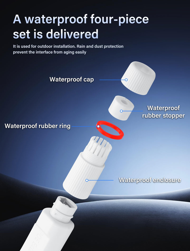 SinLoon IP67 Waterproof PoE Extender POE Splitter 1 in 2 Out Extender 100m Extension 10/100Mbps Ethernet Outdoor PoE Repeater for IP Camera Plug and Play