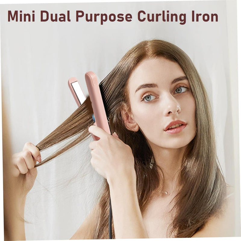 2026 New Mini Dual Purpose Curling Iron, 2 in 1 Mini Curling Wand and Flat Iron, 10s Fast Heating Hair Curler for Short Hair, Portable Curling Tongs Travel Size (Green) Green