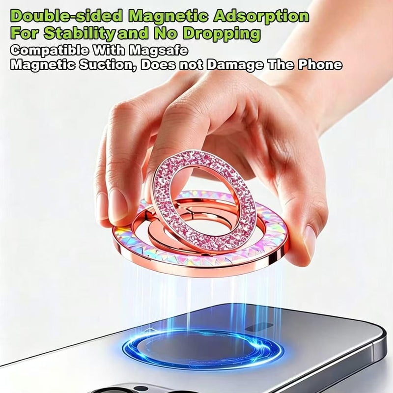 Magnetic Phone Ring for MagSafe Phone Grip - [Super Magnet] Stylish Ring Holder Stand with for iPhone 17 16 15 14 13 12 Pro Max Air, Mag Safe Women Decor Accessories, Glitter Silver 2026 New
