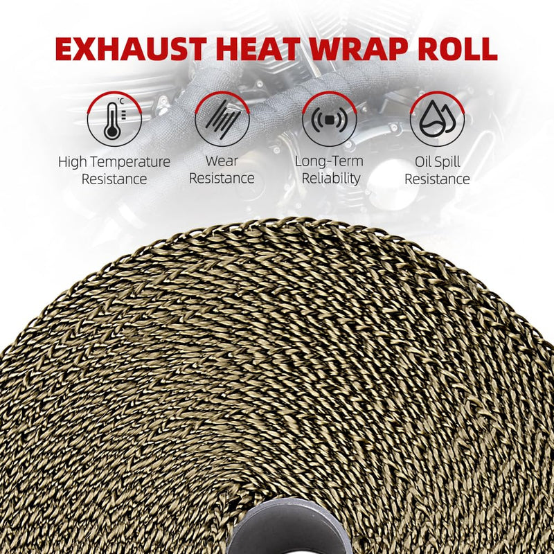 2" x 16' Titanium Exhaust Heat Wrap Roll for Motorcycle Cars Heat Shield Tape, Heat Shield with Stainless Steel Tie 2" x 16'