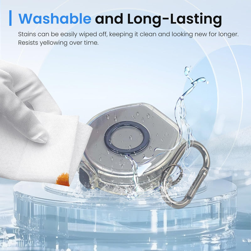 for Oura Ring 5 Charger Case,TPU Protective Cover with Lid,Transparent Anti-Scratch Bumper for Charging Dock,Drop-Proof Portable Travel Sleeve with Carabiner & Lanyard Accessories,Clear Clear