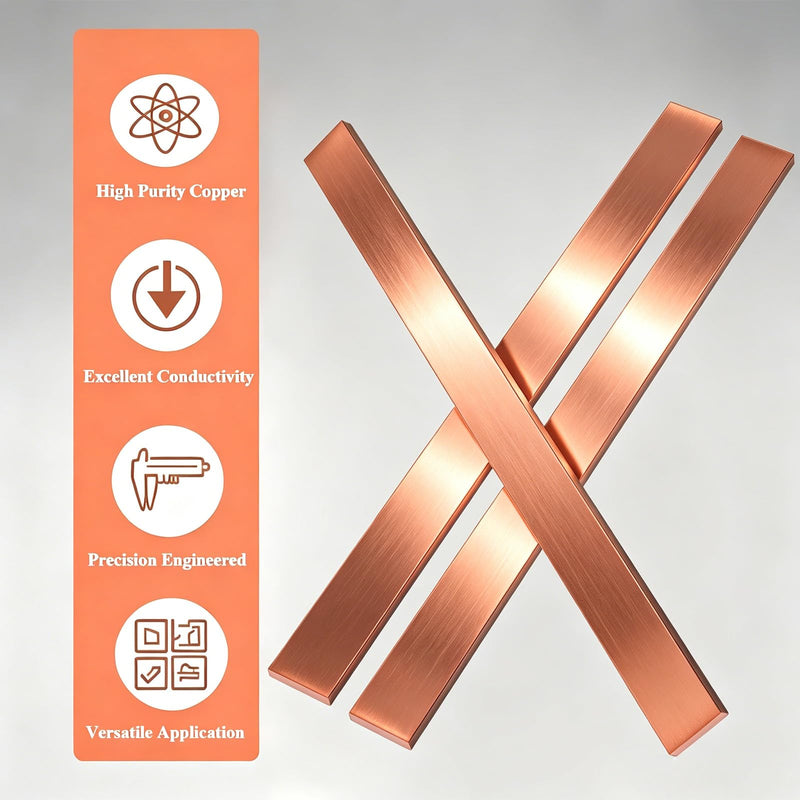 2Pcs 1/4" x 1" x 12" C110 Copper Flat Bar 12" Long, 6 x 25 x 305mm 99.98% Pure Copper Bus Bars DIY Craft, Electrical Connectors for Electroplating (2PCS,6 * 25 * 305mm) 1/4" x 1" x 12" 2