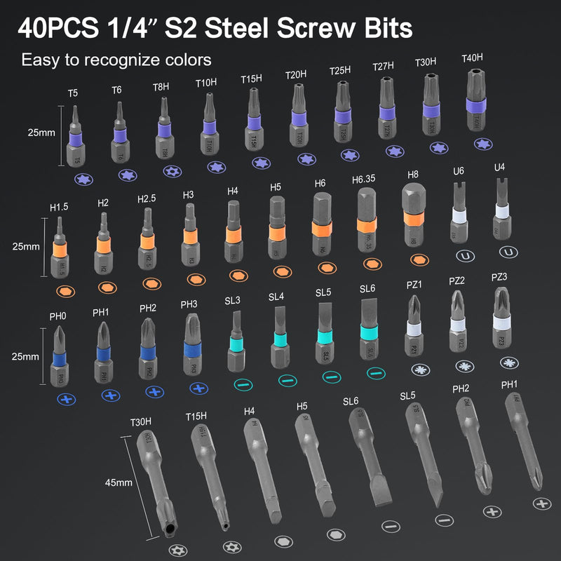 42 in 1 Magnetic Screwdriver Set, DIY Ratchet Screwdriver Set, Multi Bit Magnetic Drive Set with Detachable Ratchet Handle, Portable Compact Repair Tool Kit for Home Furniture Computer Bicycle Orange