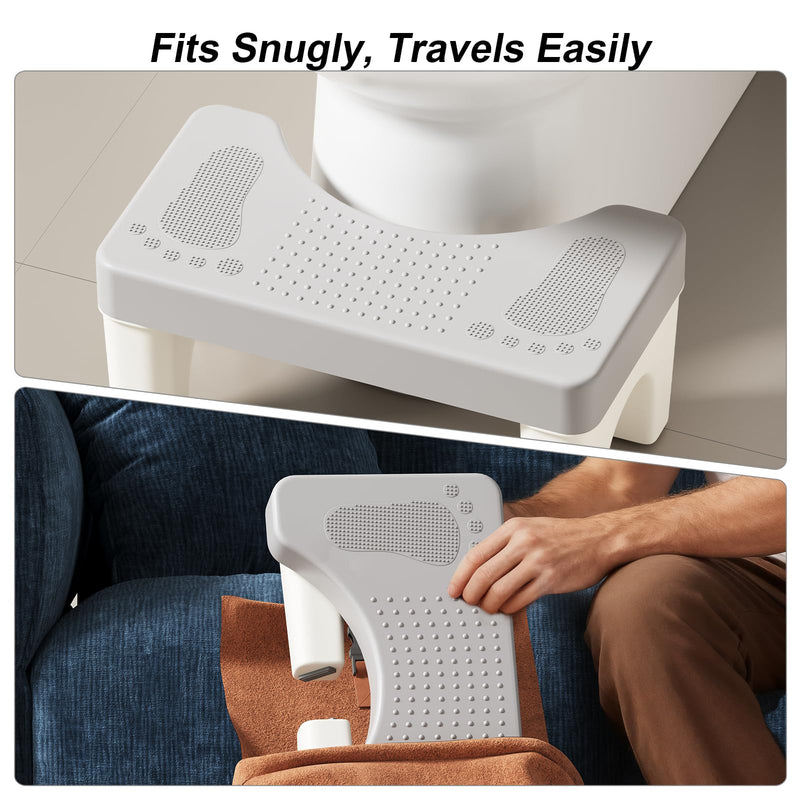 2 Pack Poop Stool Adult, Portable Toilet Stool Squat for Pooping, Travel Squatting Potty for Adults & Kids, Toilet Foot Stools for Bathroom, Gray 2Pcs