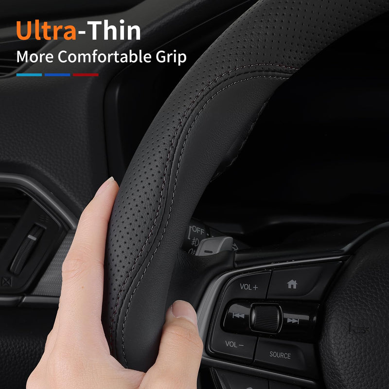 XHRING Car Steering Wheel Cover for Honda Civic Accord CRV HRV Pilot Passport Odyssey Element Insight Fit Ridgeline Clarity City LX EX EXL Si Hatchback Sport Hybrid Touring Accessories, 2026 Black (M)