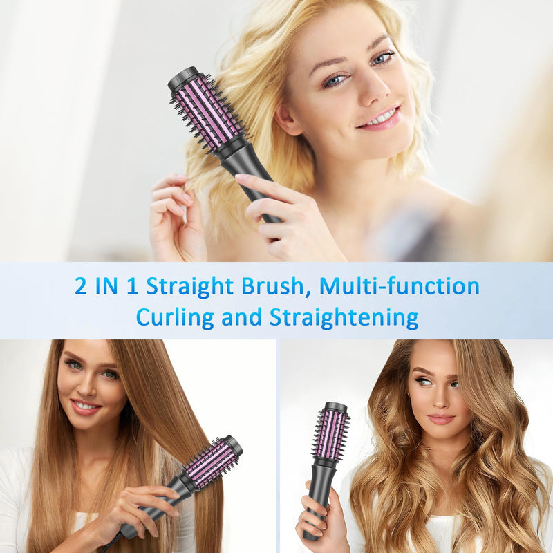  [AUSTRALIA] - Cordless Curling Iron Brush, Cordless Hair Curler and Straightener Brush | 2 in 1 7000Mah Portable Travel Iron Mini, Rechargeable Curling Wand with Negative Ion, 150℃-210℃ (Gery) Gery