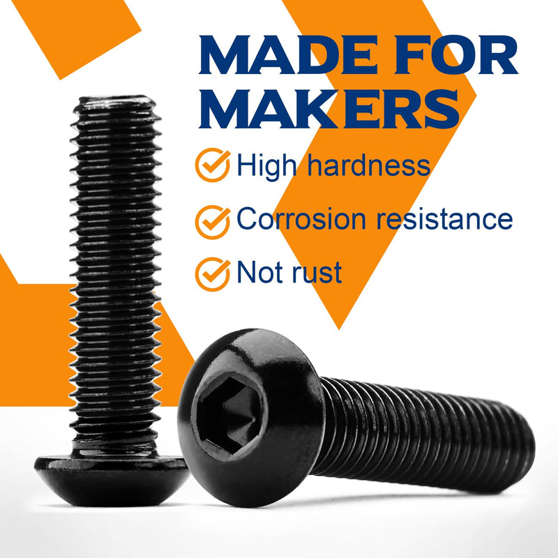 5/16-18 x 4 Button Head Socket Cap Screws, Stainless Steel 18-8(304), Black Oxide, Allen Hex Drive, Full Thread, 20 PCS (with Hex Spanner) 5/16x4"