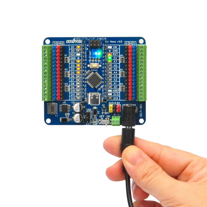 OSOYOO Nano Board with USB-C and Nano I O Shield,Breakout Board with GPIO Status LED