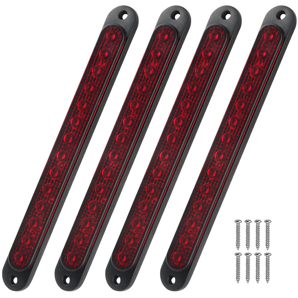 4Pieces 10" Inch LED Trailer Tail Light Bar Aluminum Housing, 14-LED Trailer Stop Turn Tail Lights Bar 3RD Third Brake Bar Strip Identification Light IP68 Waterproof for Golf Cart Truck RV UTV ATV