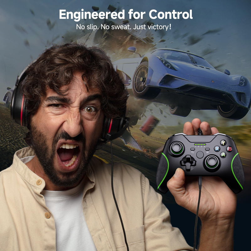 YAEYE Wired Controller for Xbox Series X|S, USB Gamepad with Dual Vibration, 3.5mm Audio Jack, Game Controller for Xbox One/One X|S Compatible with Windows 10/11 PC - Black