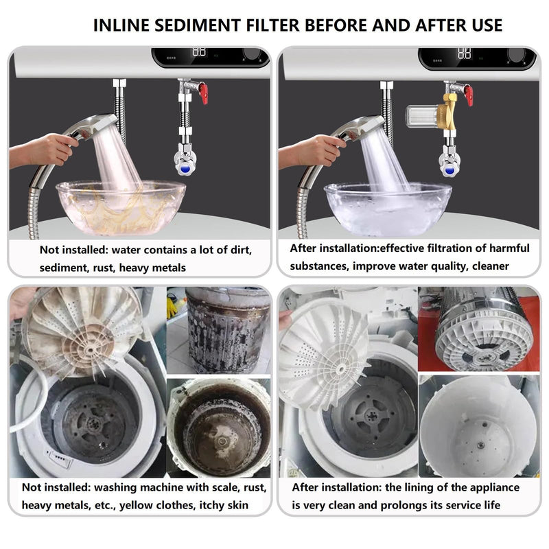 DR03 Reusable Brass Washer Wate Filter, 40 Micron Washing Machine Water Filter, for Washing Machine, Heater, Faucet, Anti Scale Protecting Appliances Sediment Filter