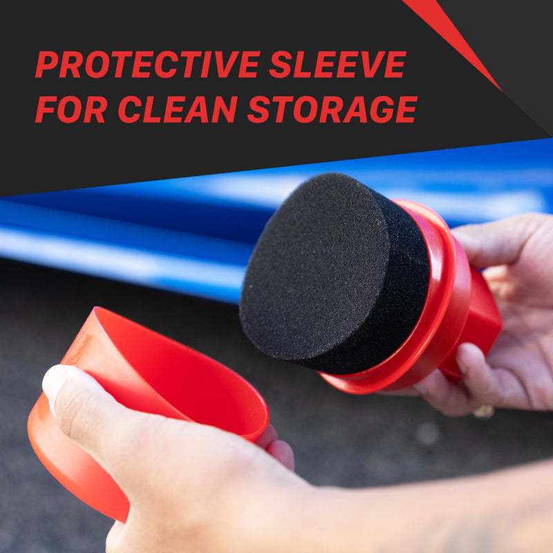 Maxshine Universal Tire Shine Applicator with Protective Cover | Black Foam Pad with Comfortable Grip | Mess-Free Handling, Even Tire Dressing & Coating | Auto Detailing Applicator Tool
