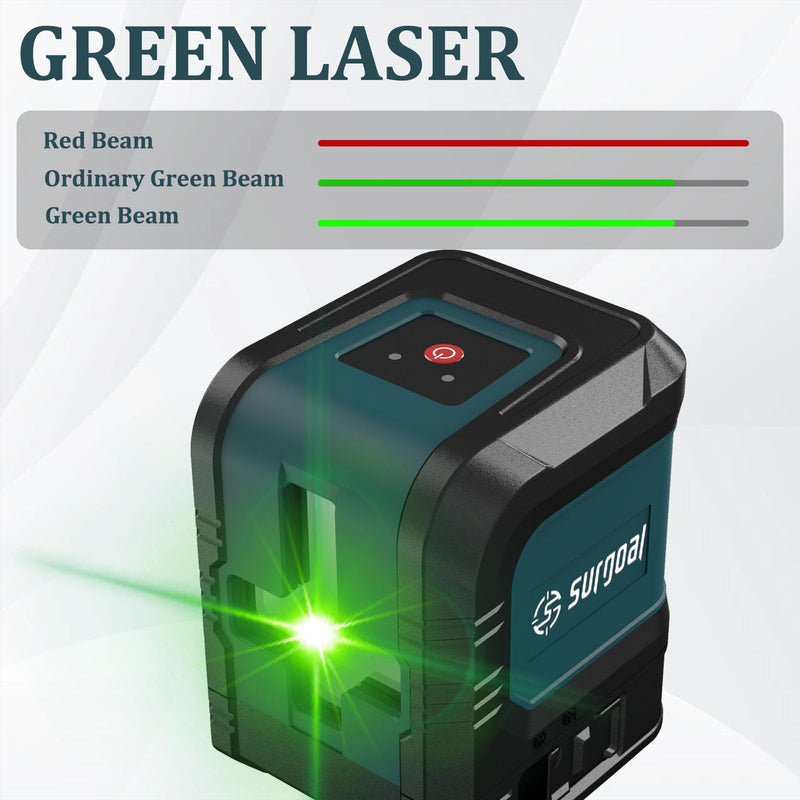 Green Laser Level with USB-C Charging, 100FT Auto-leveling Cross Line Laser, Small, Accurate & Rechargeable with Magnetic Bracket, Carrying Pocket for Picture Hanging Home DIY Project Green SG -LL-G2