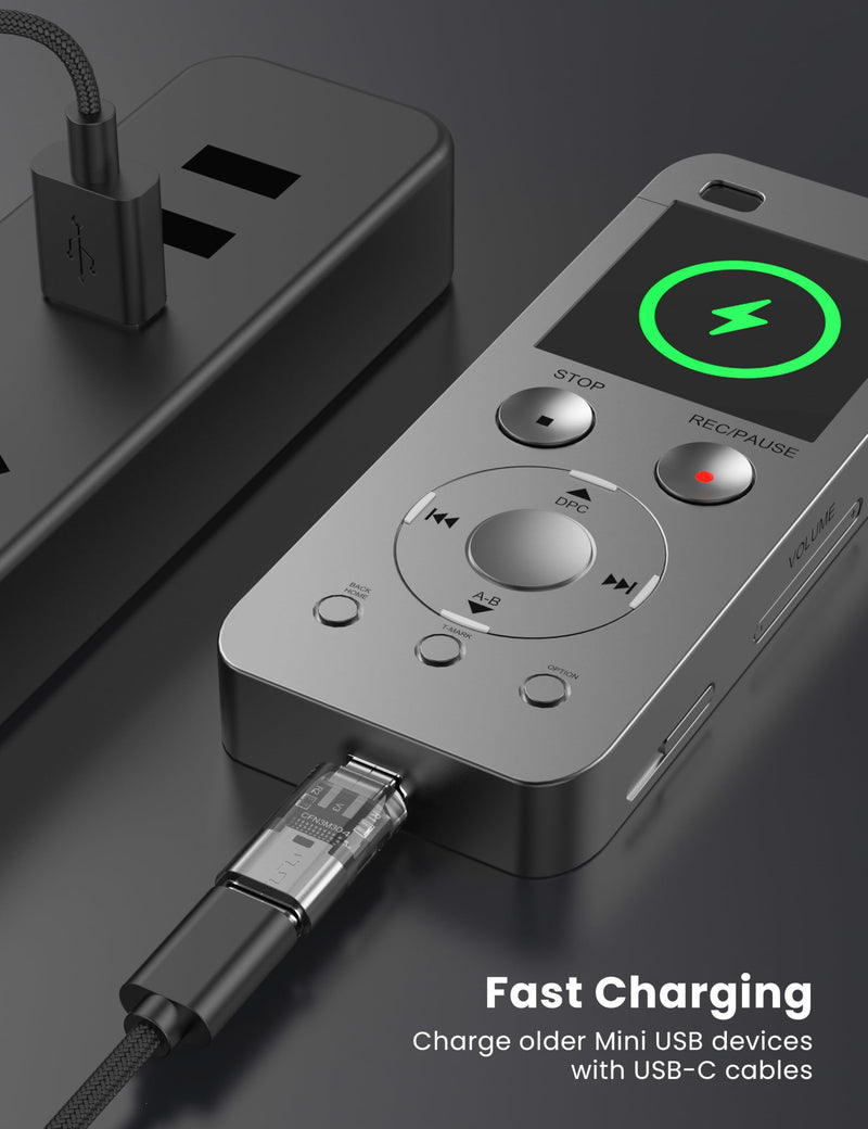 Fidioto Blackened USB-C to Mini USB Adapter，(8-Pack) Type C Female to Mini USB 2.0 Male Converter Support Charge & Data Sync for GPS Receiver/Digital Camera/Dash Cam/MP3 Player etc 8 PCS