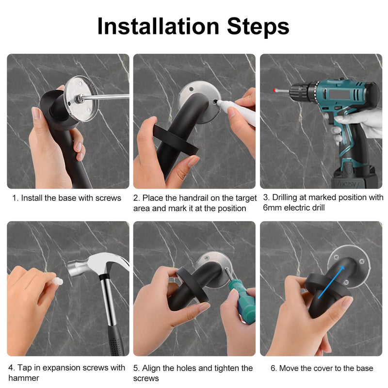 supregear Bathroom Grab Bar, 24 in Non-Slip 201 Stainless Steel Bathroom Safety Grab Bar Oil Rubbed Black Hand Rail for Bathtub Toilet Kitchen Bedroom Shower, Concealed Screw Wall Mounted 24 Inch