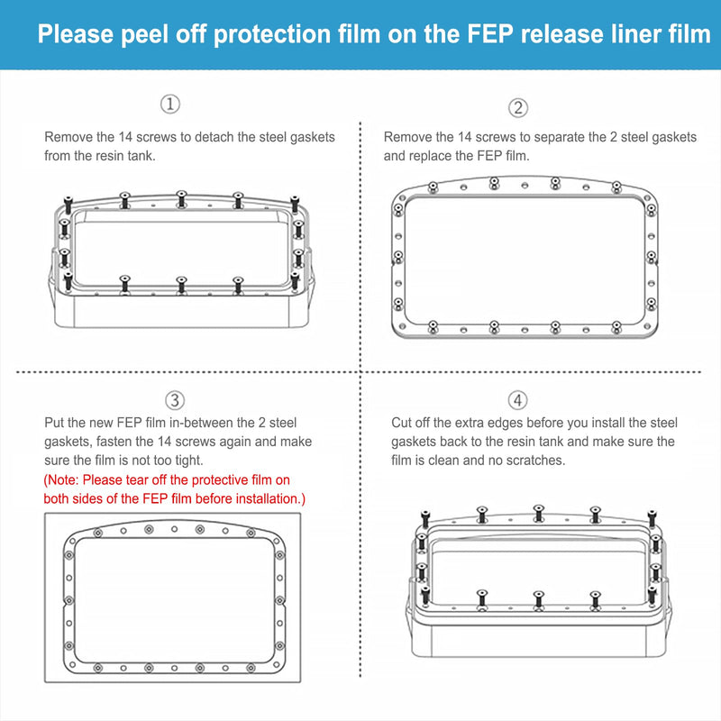 6PCS FEP Film Release Films for Anycubic Photon Mono M7 Max/M3 Max/M3 Premium/ELEGOO Juipter 6K/Juipter SE/Phrozen Sonic Mighty 8K/Peopoly Phenom/Flashforge Foto 12.8″-13.6″ Resin 3D Printers 380x260mm