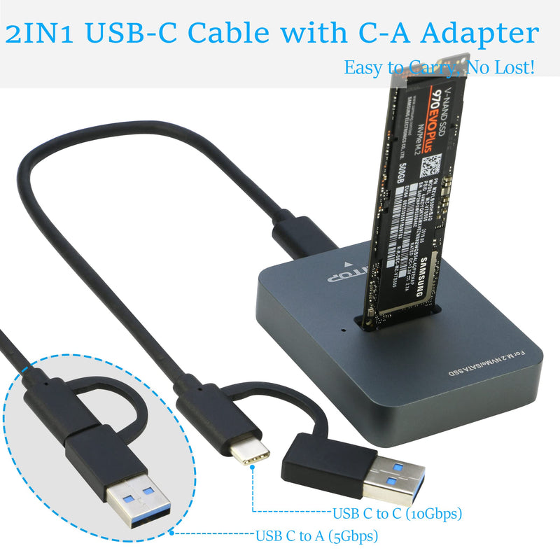 M.2 to USB Docking Station Aluminium Alloy Shell + M2 Dock Plastic Shell with Backlight