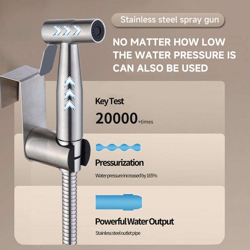 Handheld Bidet Sprayer for Toilet & Bathroom, Adjustable Water Pressure Spray Gun with 304 Stainless Steel Hose, Bidet Faucet for Postpartum Care, Elderly, Muslim Shower, Easy to Install