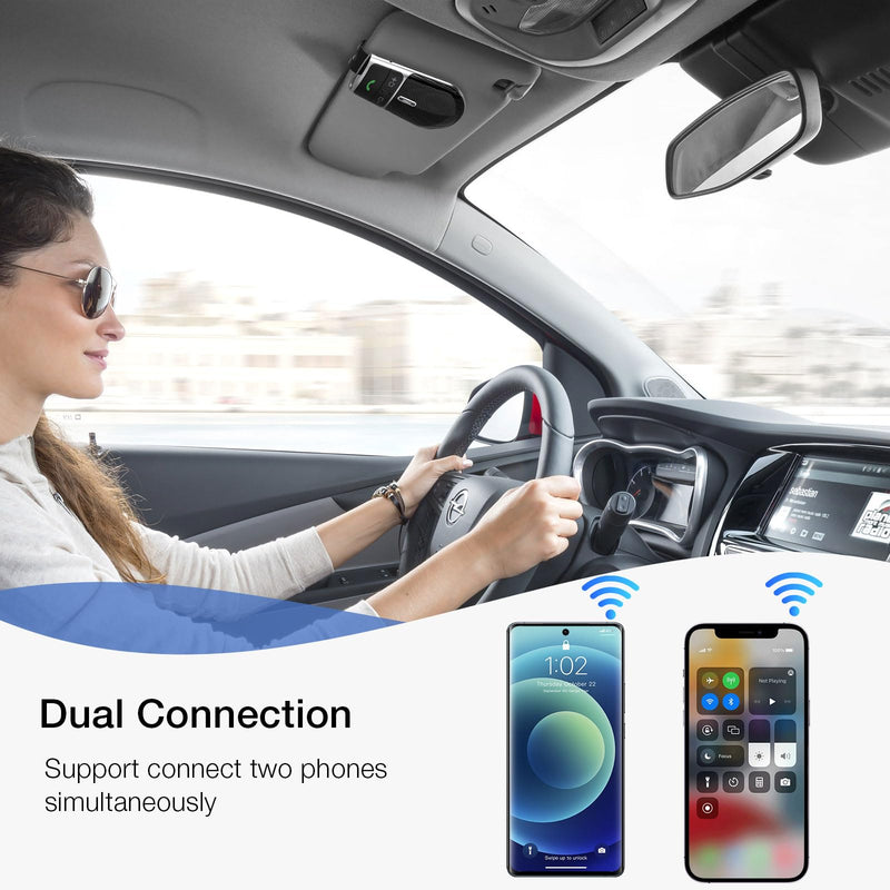 Bluetooth Phone Speaker for Car,Hands Free Bluetooth for Cell Phone | In-Car Speakerphone for Safe Driving, Support Siri Google Voice Assistant, AUTO Power ON off, Visor Clip