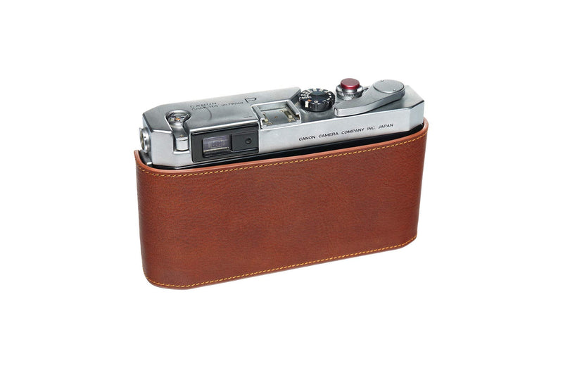 for Canon P Case, BolinUS Handmade Genuine Real Leather Half Camera Case Bag Cover for Canon 7 7S P VL VL2 ViL Camera with Hand Strap (LavaBrown) LavaBrown