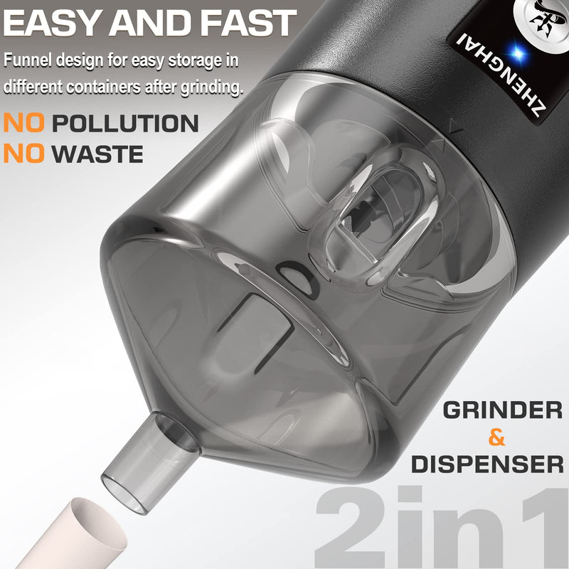 Electric Herb Grinder 150W Spice Grinder USB-C Rechargeable, Compact Size, Easy On/Off. Fast Grinding Dry Spices Herbs, with Pulse Mode and Cleaning Brush (Black) 30g Black