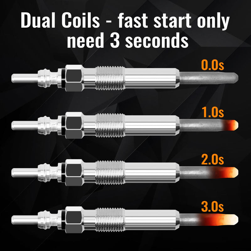 Ensun DRX00059 Diesel Glow Plug - Fast Start Dual Coil - Compatible with - 1997-2004 VW 1.9 TDI (Pack of 4)