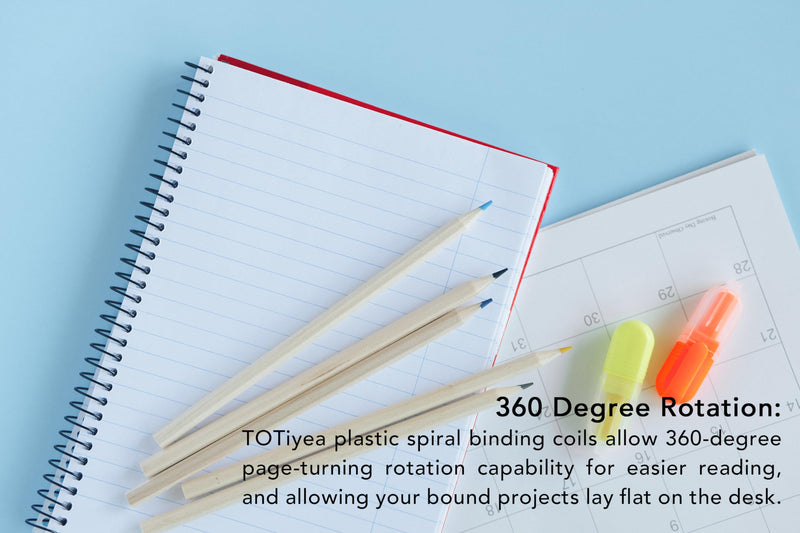 TOTiyea 100 Pack Plastic Spiral Binding Coils, 10mm(3/8") Binding Spirals, 75 Sheet Capacity, 4:1 Pitch, Black 3/8" (75 Sheet Capacity)