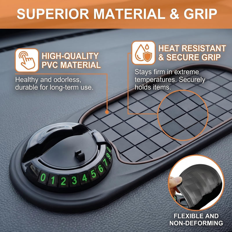 Multifunction Universal Anti Slip Mat for Car Dashboard Keys Gadgets | 3-In-1 Multifunctional 360° Rotating Anti Slip Phone Holder For Car Phone Holder Pvc Dashboard Mat, Fit For Cars, Trucks