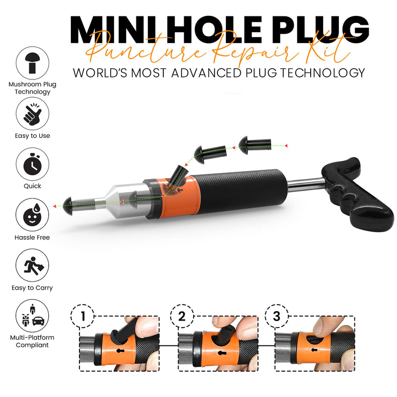 GRAND PITSTOP 21 Pcs Tubeless Tire Plugger Repair Kit with Multi-funcional Plier for Punctures and Flats on Cars, Motorcycles, ATV, RV, SUV, Trailer, Trucks & Tractors (15 Mushroom Plugs) Mini Plug With Hole+15 Plugs