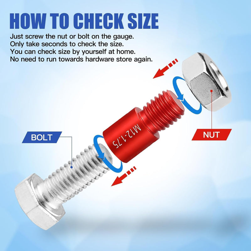 Nut and Bolt Thread Checker - 66 PCS Nut and Bolt Gauges Individually Housed in Case (33 Inch & 33 Metric) Specially Suitable for Size Check on Tricky and Narrow Area 66 Gauges - 33 Inch & 33 Metric