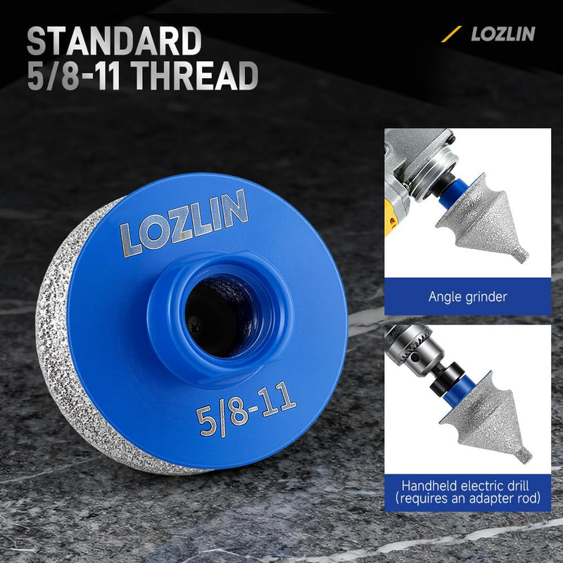 4-in-1 Diamond Chamfer Bit for Angle Grinder, Diamond Beveling Grinding Head for Chamfering, Hole Enlarging, Polishing, Arc Trimming, Fit for Granite, Marble, Tile, Ceramic, Stone, 5/8"-11 Thread