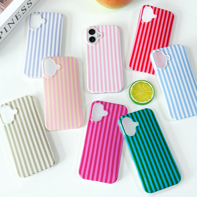Hython for iPhone 17 Case Cute Striped Aesthetic Design Simple Stripes Cover 6.3", Thin Slim Soft TPU Bumper Shockproof Rubber Protective Phone Cases for Women Girls Girly Boys, Pink and White For Iphone 17 - 6.3 Inch
