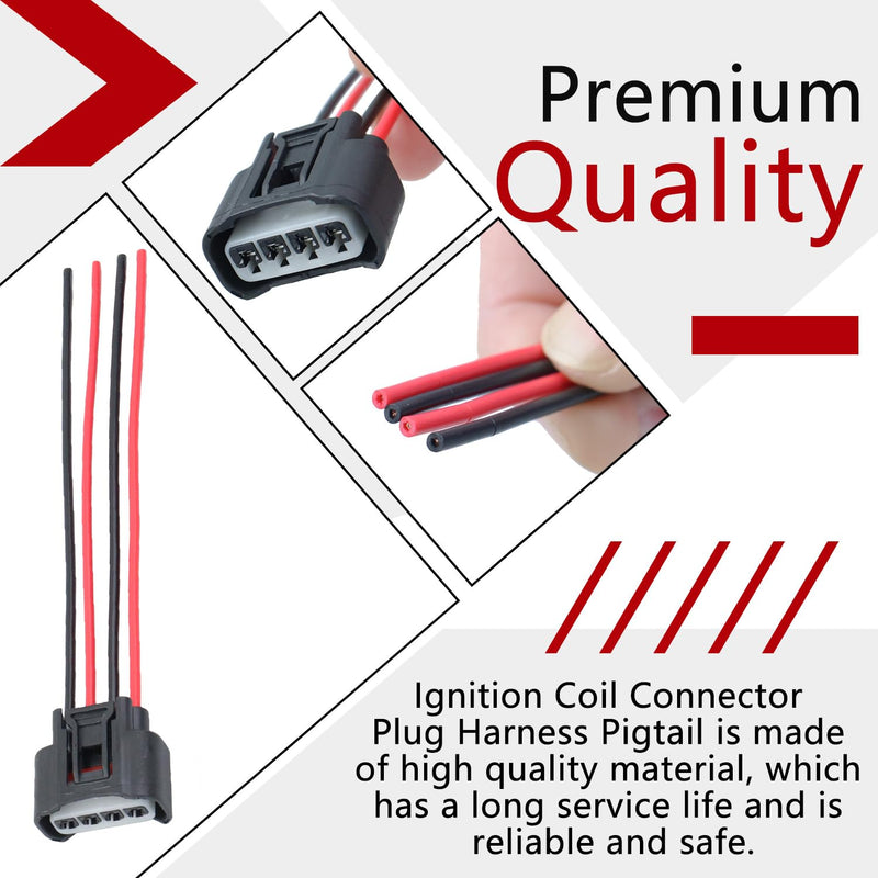 Ignition Coil Connector, Compatible with Toyota Scion Corolla Camry Highlander, Ignition Coil Female Connector Plug Harness Pigtail 4 Packs 90980-11885