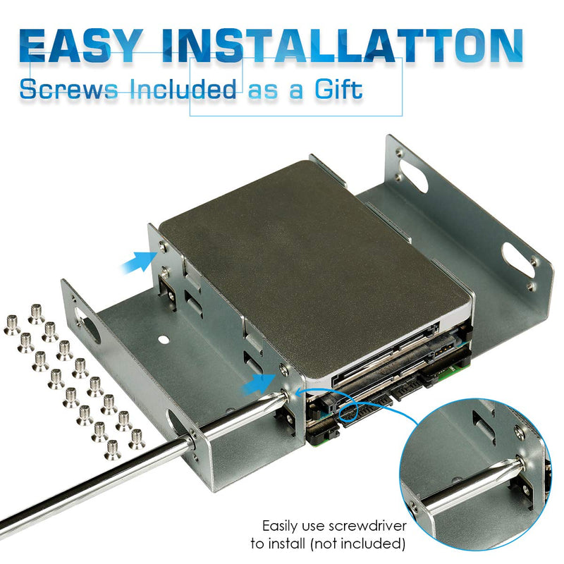 SSD/HDD Metal Mounting Bracket, Convert Any 3.5 inch Solid State Drive/HDD Into One 5.25 inch Drive Bay (3x2.5 SSD/HDD to 5.25 Metal) 3x2.5 SSD/HDD TO 5.25 Metal