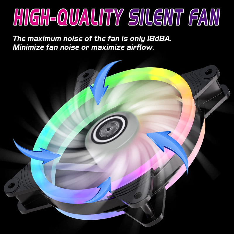 DS 120MM PWM Fans, 3Pack LED RGB Case Fans for PC Cases, CPU Coolers, Water Cooling Radiators System (Compatible with ASUS Aura Sync or MSI Mystic Control, B Series)