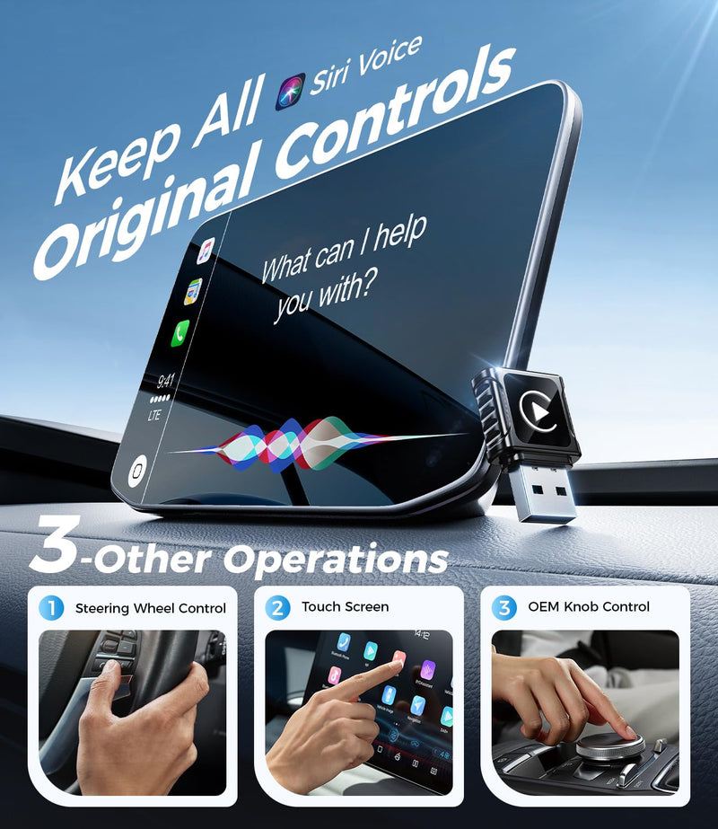 JDG Wireless CarPlay Adapter, Converts Wired CarPlay to Wireless, for Cars with Built-in Wired Apple Carplay, Super Mini USB Design Car Play Adapter for iPhone, (Black) | Converts Wired CarPlay to Wireless, Super Mini USB Design, USB & USB-C adapter, S...