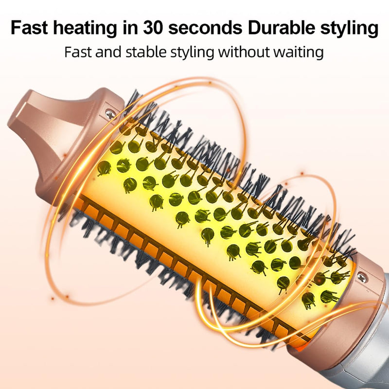 Thermal Hair Brush for Blowout Look, 38mm Heated Round Brush for Natural Curl, Ionic Curling Iron Wand with Dual Voltage, Volumizing Smoothing Hot Round Brushes